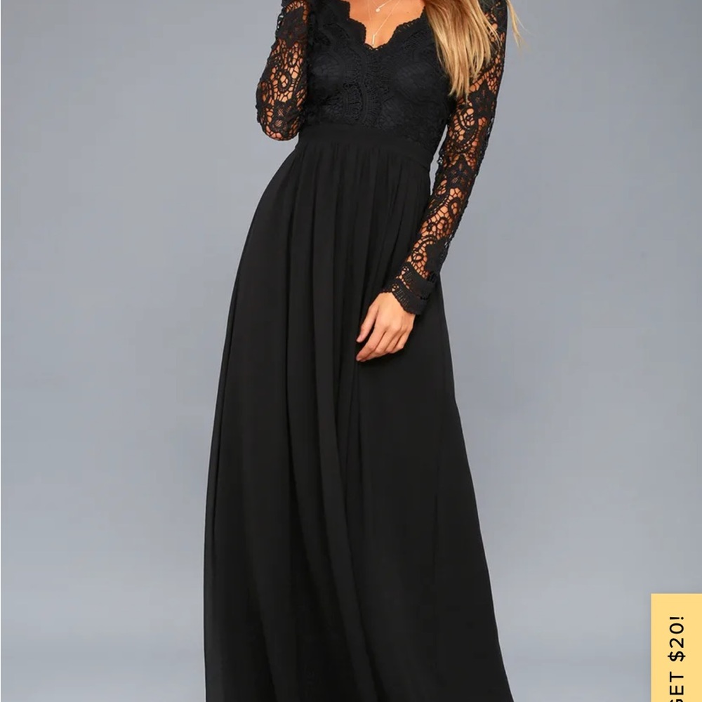 Beautiful black lace long sleeve formal dress! - Picture 2 of 5